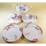 A Spode Chelsea Garden tea set comprising: teapot, milk, sugar and four large side plates