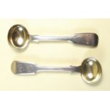 A pair of silver salt spoons by KW, JW, JW - Exeter 1848