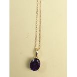 A Morrocan amethyst pendant on 9k gold chain