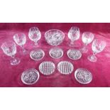 A set of six floral glass butter dishes and various cut glass