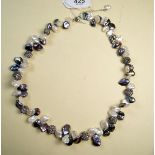 A Keshi freshwater and cultured pearl necklace with silver clasp etc