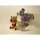 A Butler and Wilson teddy bear brooch and pin