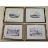 A pair of coloured engravings of Clevedon printed by Hansford Chemist and Stationer, Clevedon - 11 x
