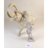 A 'Santini' Greek figure and an faux ivory elephant - 26cm