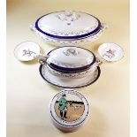 A Booths casket border pattern tureen and smaller sauce tureen, plus a Patum Peperum pot and lid