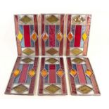Six small stained glass panels - 19 x 10cm