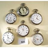 Six various pocket watches including one continental silver - all a/f