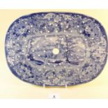 A blue and white transfer print pearlware drainer in the 'Dacca' pattern c.1840