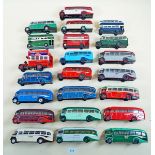 A group of twenty two various Corgi buses and coaches