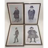 A set of four tinted caricature prints by Spry from Vanity Fair, framed and glazed - 37 x 23cm