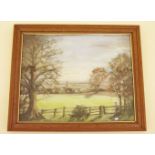 A chalk and pastel country scene - 50 x 40cm, framed and glazed