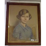 K.C. Lloyd - pastel portrait of a child - 49 x 37cm