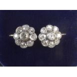 A pair of 9 carat gold antique diamond cluster earrings