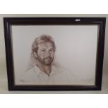 Jocelyn Galsworthy - A conti pencil drawing of Matthew Maynard, Glamorgan and England cricketer,