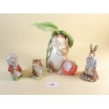 A Royal Albert Peter Rabbit and red pocket handkerchief, a Beswick Timmy Willie, a Beswick Timmy