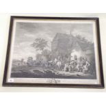 A 19th century engraving after Ostaade 'A Country Wake' - framed and glazed