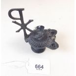 A religious oil lamp 'PX' - 9.5cm max