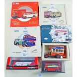 A group of seven Corgi buses and coaches including The East Lancashire Guy Arab and Leyland Tiger