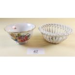 A small Herend hand painted bowl decorated fruit, nuts and flowers to exterior and insects to