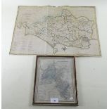 An unframed map of Dorchester 1805, and a map of Oxfordshire