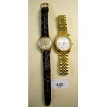 A 9 cart gold cased Limit wrist watch and a modern Classic wrist watch