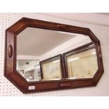 An octagonal oak mirror with bevel edge - 81cm