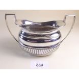 A silver half reeded sugar bowl - Chester 1898, 126g