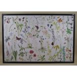 An oil on board panel of wild flowers and insects - 90 x 60cm