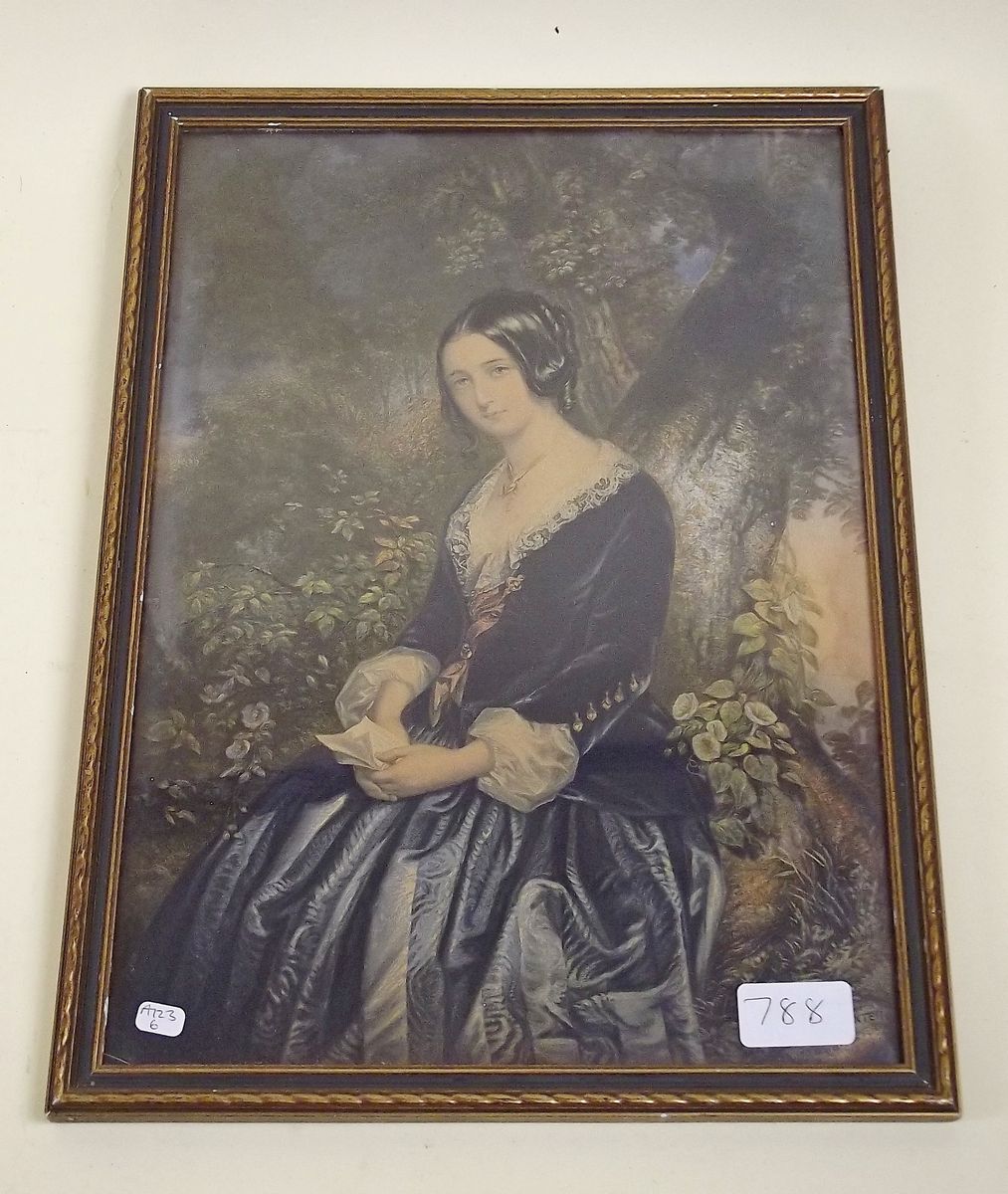 A tinted lithograph 'The Day Before the Wedding' 1854, with George Baxter stamp, framed and glazed -