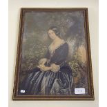 A tinted lithograph 'The Day Before the Wedding' 1854, with George Baxter stamp, framed and glazed -