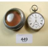 A Victorian silver pocket watch with case by Benson, London 1892