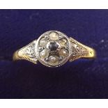 A Victorian 22 carat gold ring set seed pearls, 2g - a/f, size N