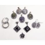 A group of assorted silver pendants etc - approx 85g