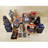 A box of Dr Who memorabilia including two Dalek figures circa 1960's