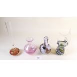 A group of four art glass pieces including Caithness vase etc