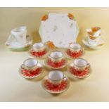 A Noritake coffee set of six cups and saucers and a part Shelley tea service
