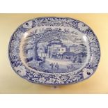 A Riley blue and white transfer print meat plate decorated 'Eastern Street Scene' c.1820