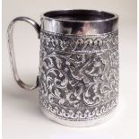 An embossed Indian silver child's mug - 98g
