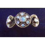 A 9 carat gold ring set opals - size L