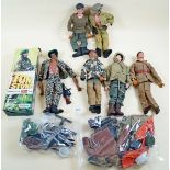 A group of six Palitoy Action Man figures, Tom Stone figure - boxed a/f, officer paratrooper, hiker,