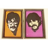 Two 1960's Beatles posters of John Lennon and George Harrison, framed - 70 x 45cm