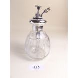 A cut glass and silver mounted atomiser - Birmingham 1922