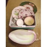 A large Wedgwood shell dish, 32cm with a large lustre mug a/f and four cups and six saucers and