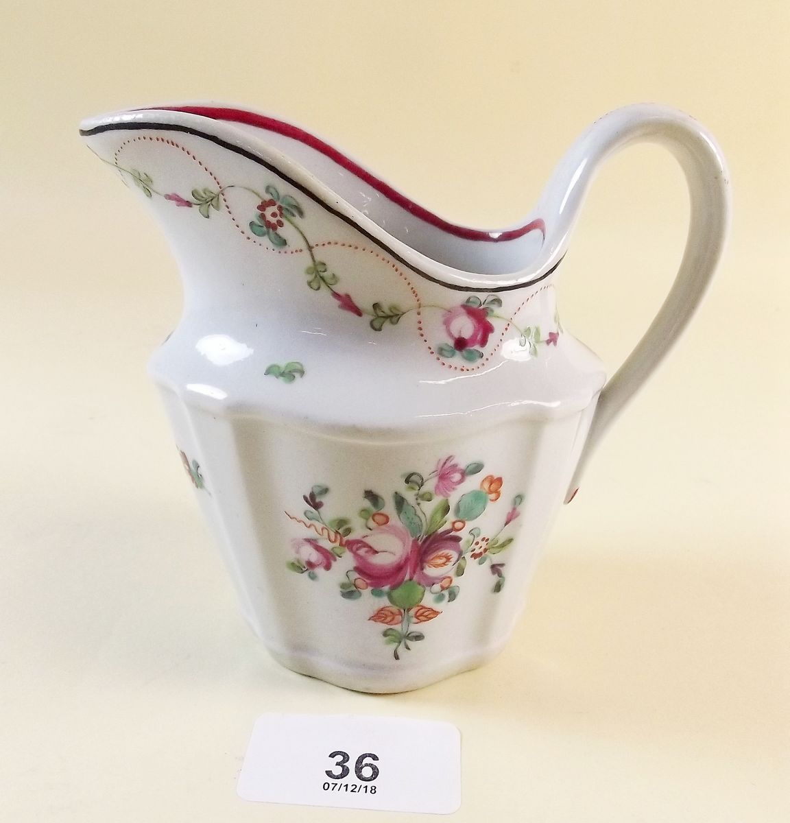 A Newhall creamer jug pattern #241 c.1800, silver shade