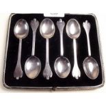 A set of six silver teaspoons - cased