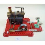 A Mamod Horizontal stationary steam engine with boiler and polishing wheel