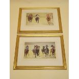 A pair of large horse racing prints after Osborne, in gilt frames, 34 x 60cm