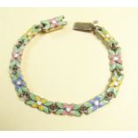 A Bernard Instone sterling silver and floral enamel bracelet