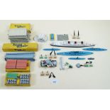 A group of Triang ships and docks items