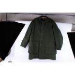 Olive green winter shooting coat with additional liner, size XL